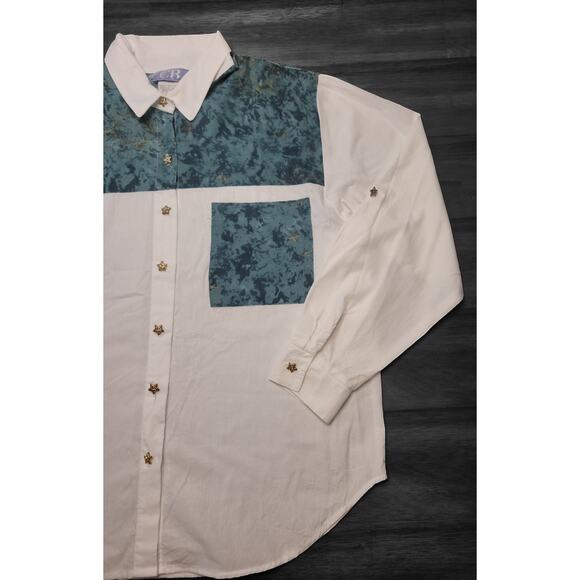 VTG CB Elements Western Floral White Button‑Down Shirt Large (46” Chest) – EUC - Picture 3 of 8